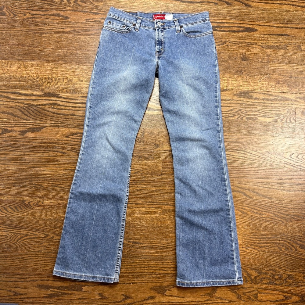 Vintage Levis Superlow Stretch Jeans Womens 9 M Blue Bootcut‎ Low Rise Y2K Denim